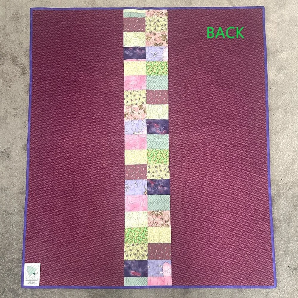 Colorful Handmade Patchwork Quilt Piecemakers Quilted Blanket Throw 55.5 x 46.5”